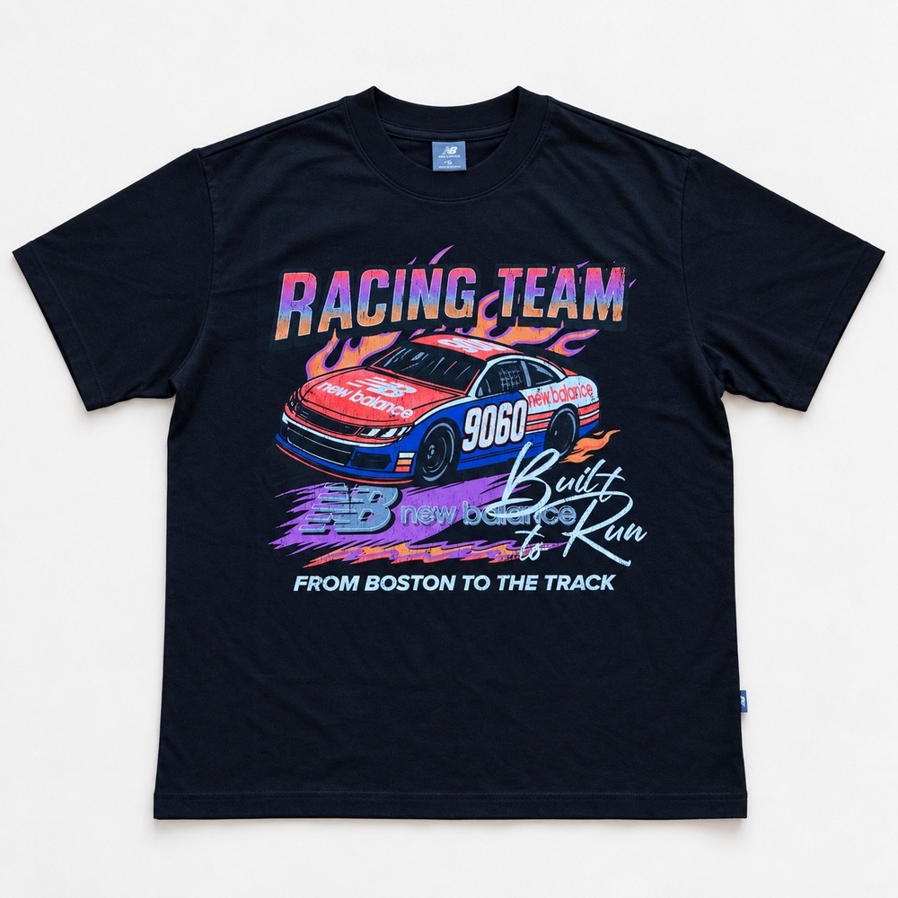 New Balance Racing Team 9060 Graphic T Shirt Mens Medium Black NASCAR Style NWT
